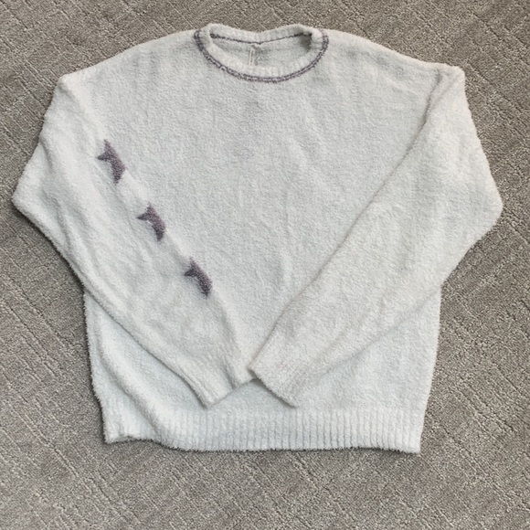 Hello Nite Sweaters - NWT Hello Nite White Gray Star Chenille Cozy Super Soft Crewneck Sweater Med